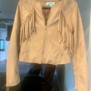 Sued Jacket with Fringe sleeves.